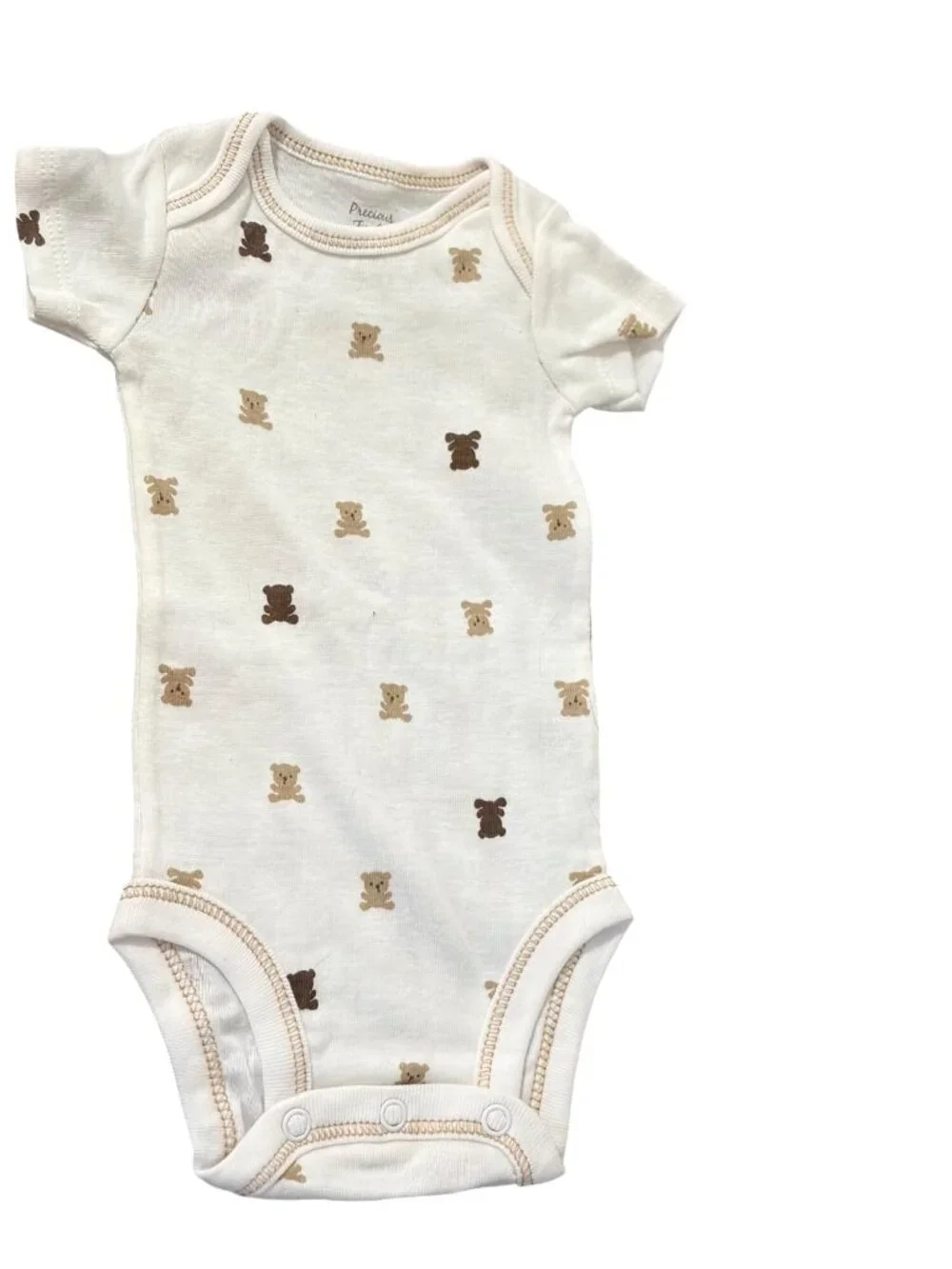 Precious Firsts Carters Infant Baby Size Newborn white brown 1 piece bodysuit be